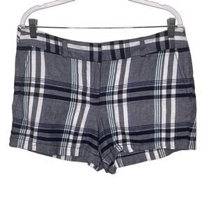 Loft Outlet 4" Chino Shorts Casual Plaid Pattern‎ Belt Loops Zip Closure Gray 10